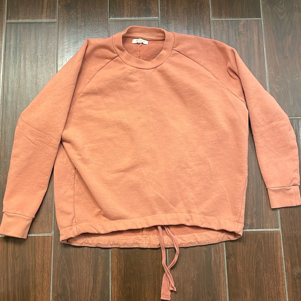Xs crew neck Madewell front tie sweatshirt pink salmon coral extra small